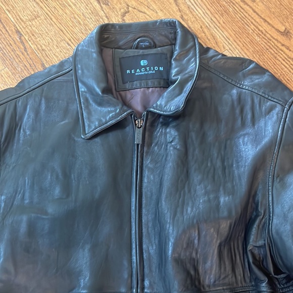 Mens Kenneth Cole Leather bonnet jacket ! Black Size Large - Picture 2 of 9